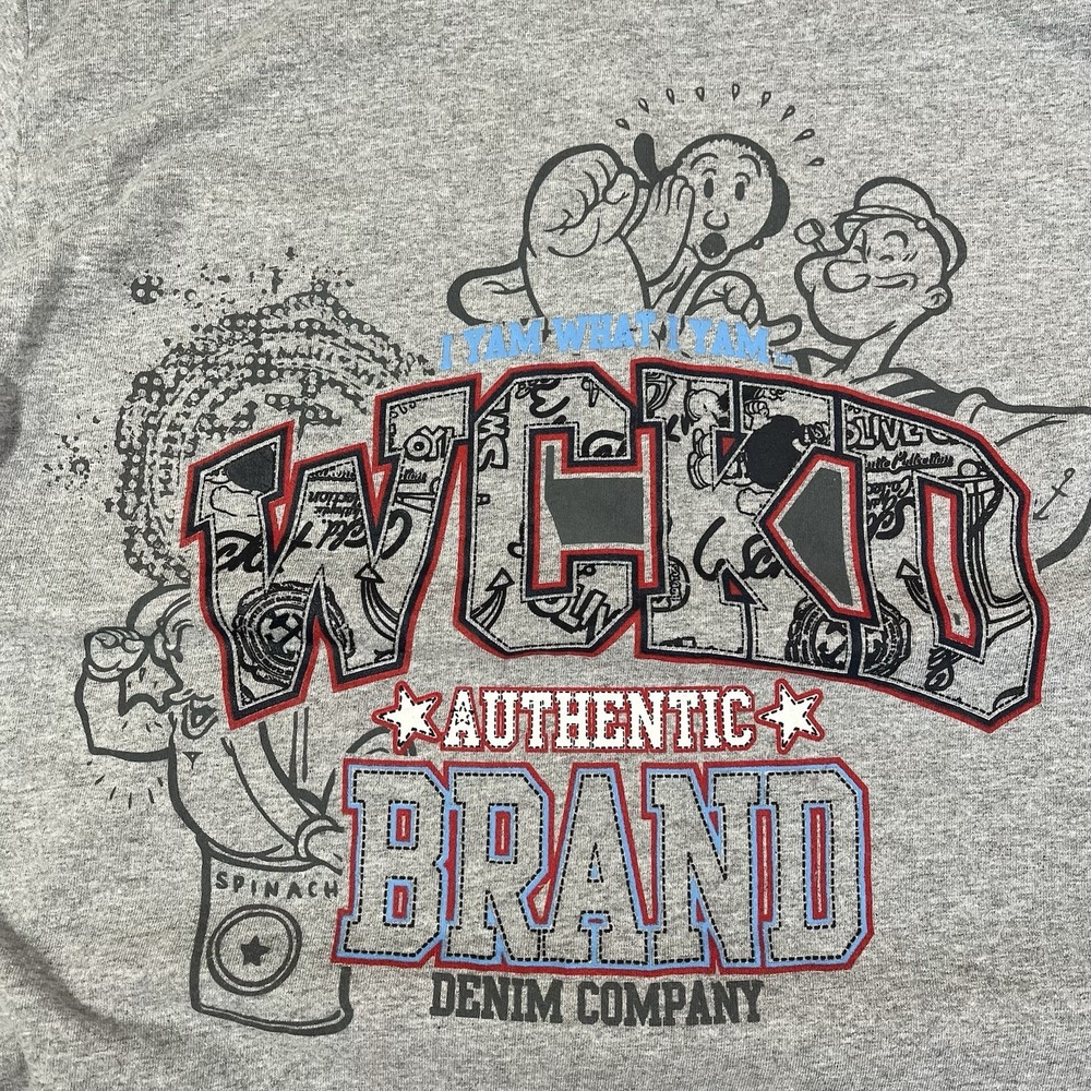 Vintage Mens WCKD Authentic Collection Popeye T-Shirt Medium Cotton Hip Hop - Picture 2 of 8
